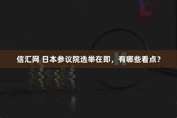 信汇网 日本参议院选举在即，有哪些看点？